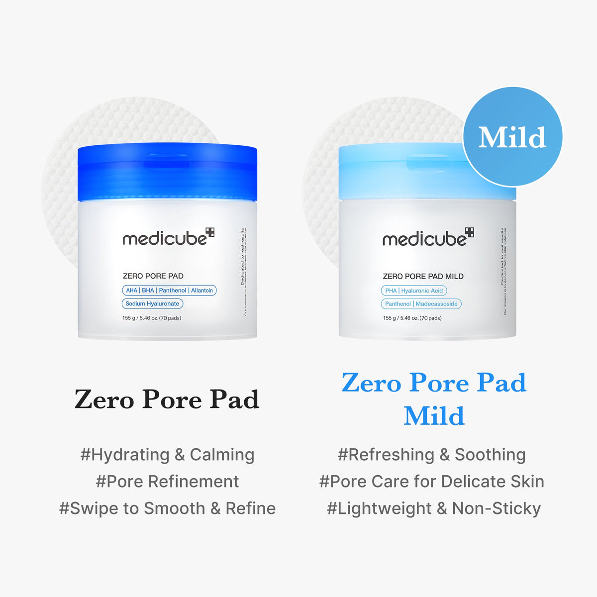 Medicube Zero Pore Mild Pad švelnūs šveičiamieji diskeliai, 155 g / 70 vnt. – papildomas gamintojo vaizdas