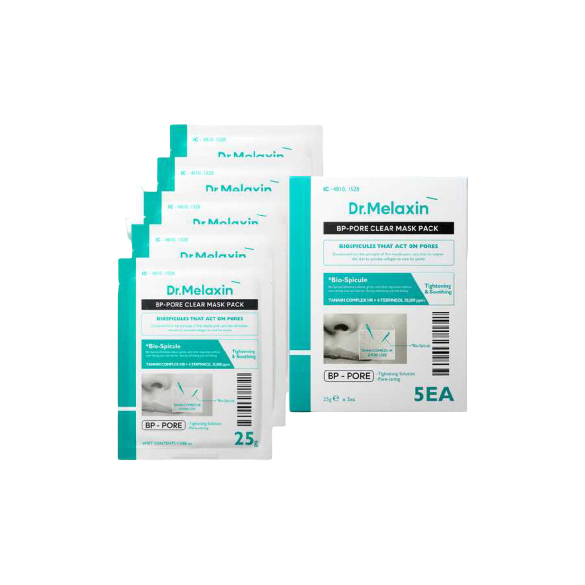 Dr.Melaxin Maschera viso purificante per i pori BP, 5pz