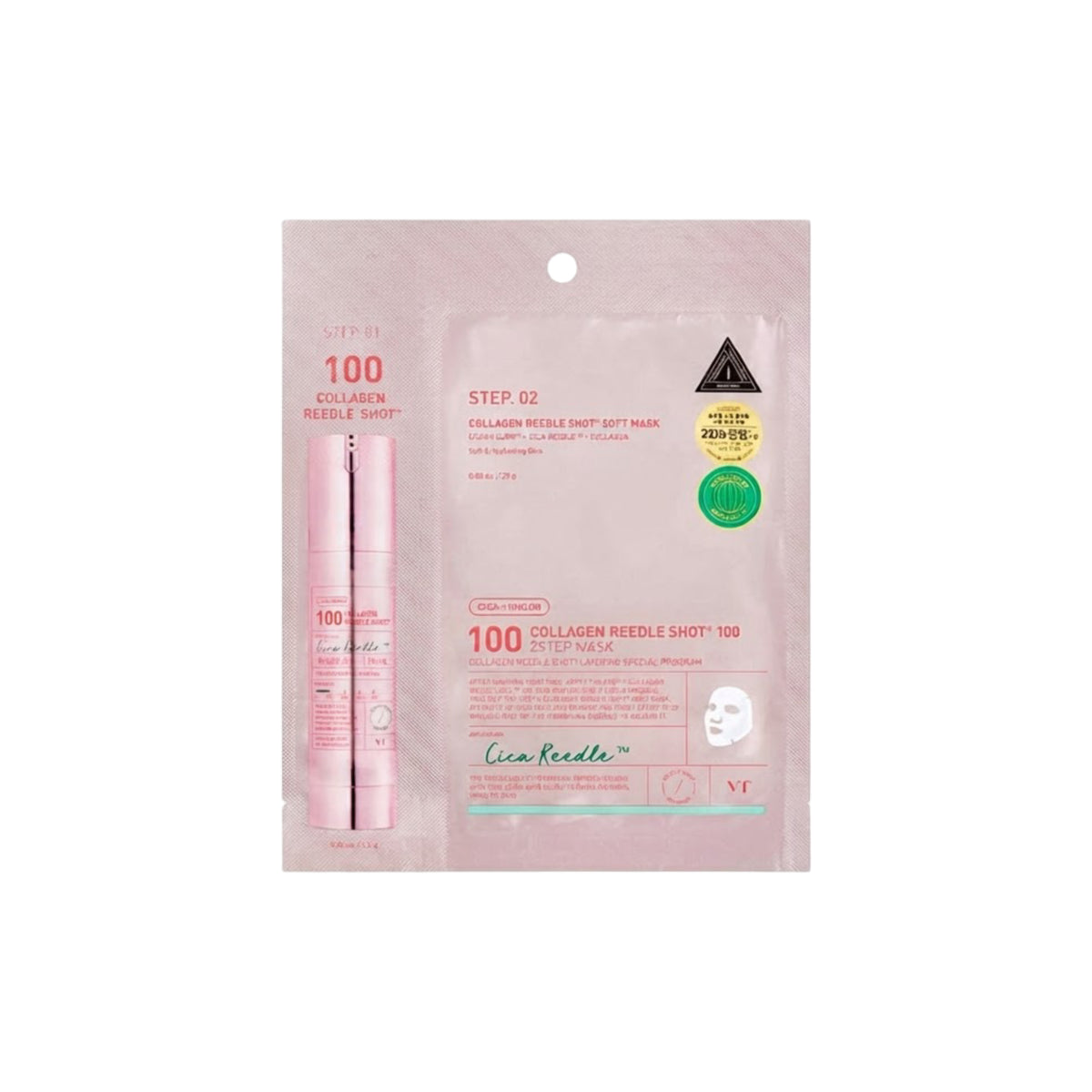 VT Cosmetics – Maschera in 2 passaggi Collagen Reedle Shot 100, 26.5g, 1 pezzo