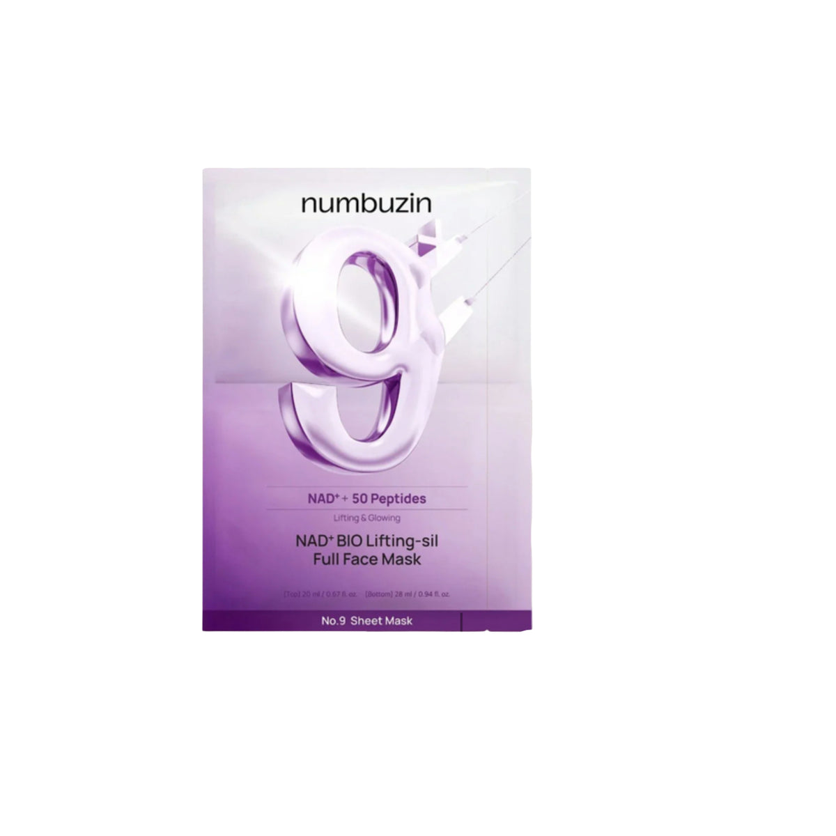 Numbuzin No.9 Maschera in seta per tutto il viso, lifting bio al NAD+, 28ml