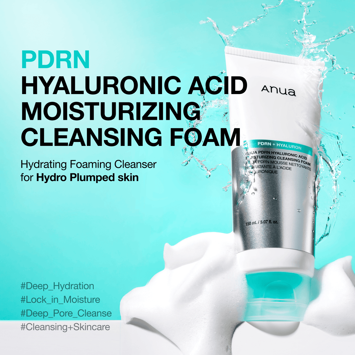 Anua PDRN Hyaluronic Acid Moisturizing Cleansing Foam drėkinamasis prausiklis, 150 ml – papildomas gamintojo vaizdas