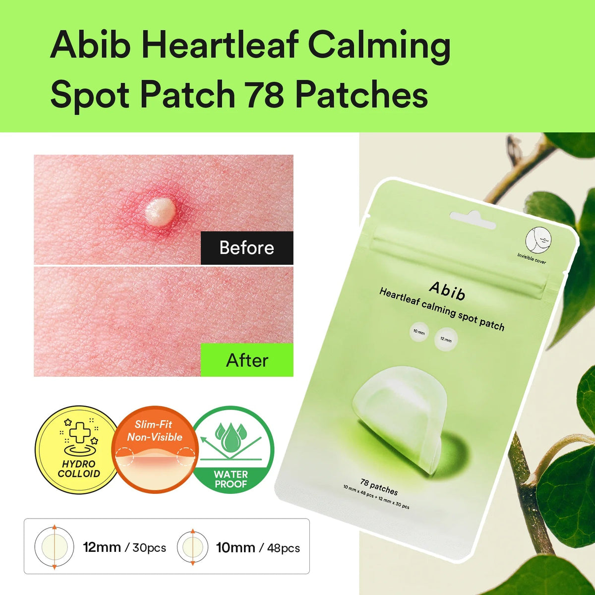 Abib – Cerotti lenitivi per imperfezioni all'heartleaf, 78 cerotti