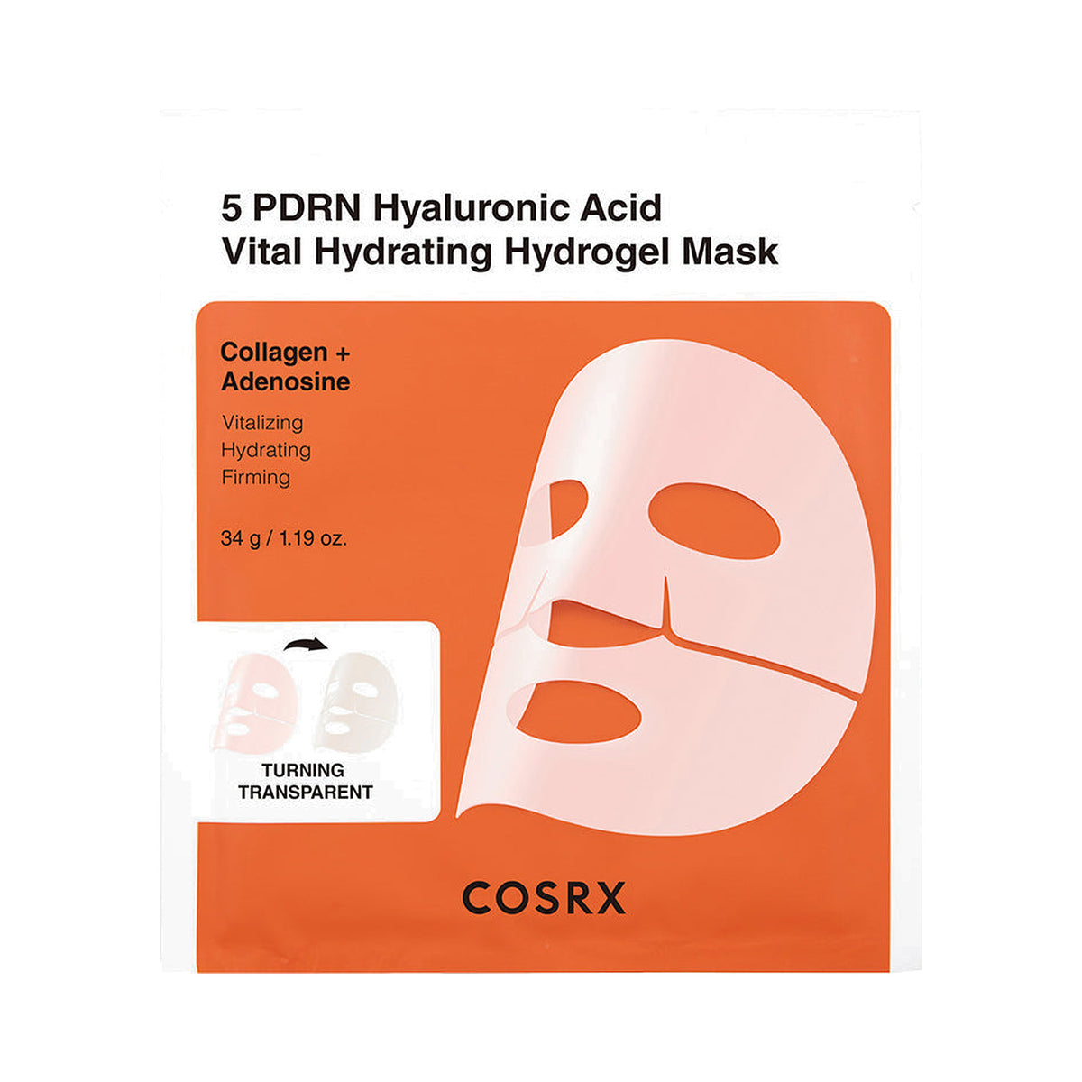 COSRX – 5 PDRN Hyaluronic Acid Vital Hydrating Hydrogel Mask, 3 lapai