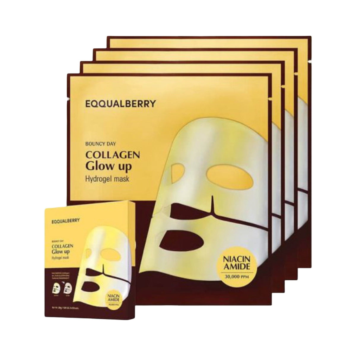 Eqqualberry Collagen Glow Up Hydrogel Mask, 4pcs