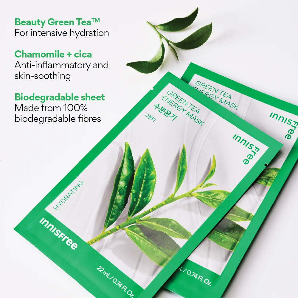 Innisfree – Green Tee Energy Mask, 22ml, 1 piece – papildomas vaizdas 2