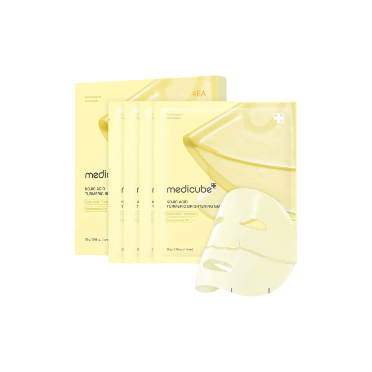 Medicube Maschera in gel illuminante all'acido cogico e curcuma, 4×28g
