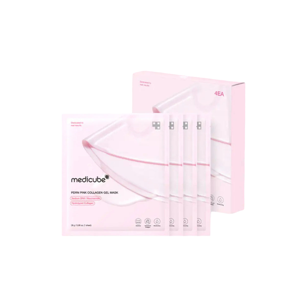 Maschera in gel al collagene rosa Medicube, 4×28g