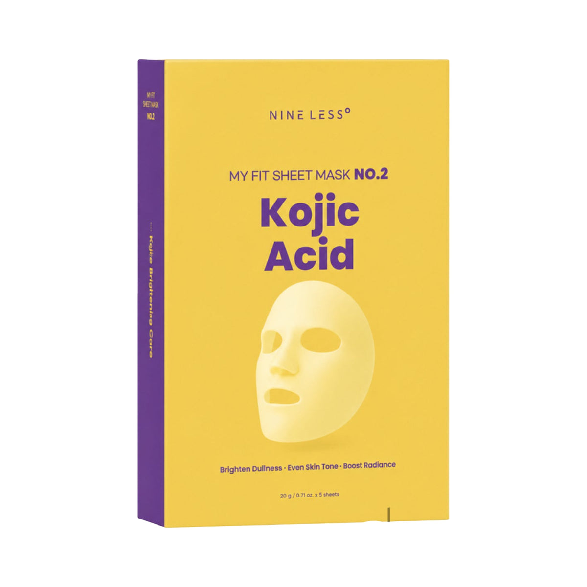 NINE LESS My Fit Sheet Mask No.2 Kojic Acid, 1 box×5pcs