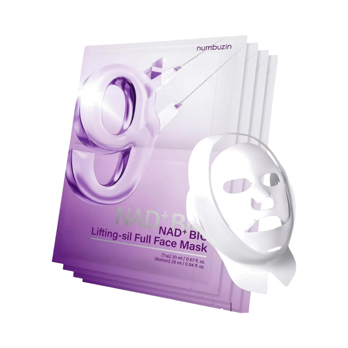 Numbuzin No.9 NAD+ Bio Lifting Silk Full Face Mask Set, 4pcs