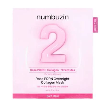 Numbuzin – Maschera No.2 Rose PDRN Overnight Collagen, 37 g, 1 pezzo