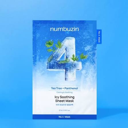 Numbuzin No.4 Icy Soothing Sheet Mask – Maschera lenitiva in tessuto, 27 g / 1 pezzo